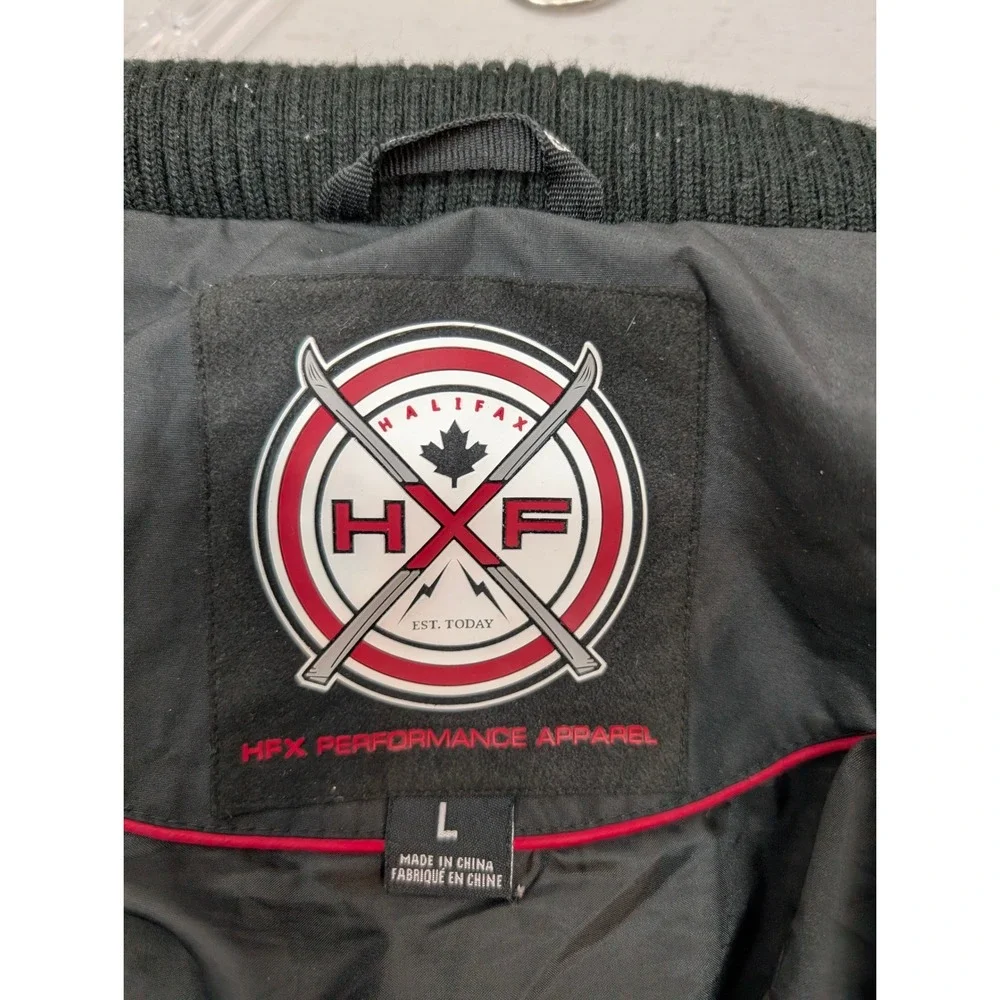 HFX Performance Men's Black Puffer Jacket Size L Wind Resistant Outdoor Full Zip